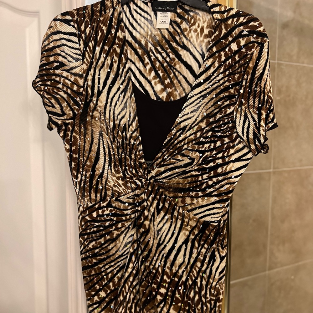 Animal Print V-Neck Top